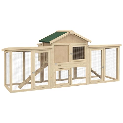 PawHut Hühnerstall 204 x 85 x 93 cm Hühnerhaus mit Freigehege Nistkasten Sitzstangen Hühnergehege mit wasserfester Anstrich aus Holz, für 2-4 Hühner Naturholz PawHut Hühnerstall 204 x 85 x 93 cm Hühnerhaus mit Freigehege Nistkasten Sitzstangen Hühnergehege mit wasserfester Anstrich aus Holz, für 2-4 Hühner Naturholz von PawHut