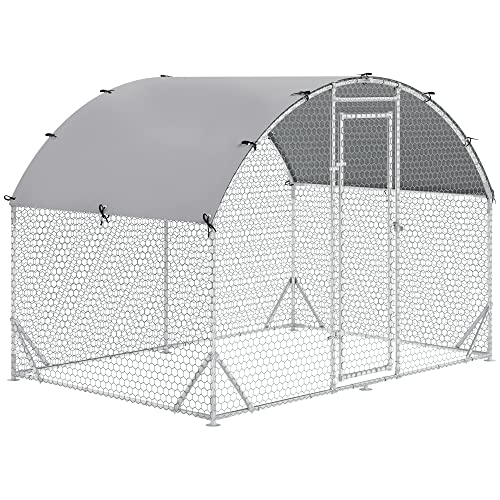 PawHut Hühnerstall 280 x 190 x 197 cm Hühnergehege aus Stahl, Freilaufgehege mit UV-beständiger Abdeckung, Hühnerkäfig mit Tür, für Kleintiere, 4-6 Hühner, Silber PawHut Hühnerstall 280 x 190 x 197 cm Hühnergehege aus Stahl, Freilaufgehege mit UV-beständiger Abdeckung, Hühnerkäfig mit Tür, für Kleintiere, 4-6 Hühner, Silber von PawHut