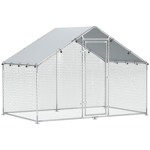 PawHut Hühnerstall 3x1,7x1,9 m, Freilaufgehege für Hühner Kaninchen Meerschweinchen Pflanzen, aus Verzinktem Stahl mit Schloss & Wasserdichtem Anti-UV Dach, Outdoor Geflügelstall Kleintierkäfig Silber PawHut Hühnerstall 3x1,7x1,9 m, Freilaufgehege für Hühner Kaninchen Meerschweinchen Pflanzen, aus Verzinktem Stahl mit Schloss & Wasserdichtem Anti-UV Dach, Outdoor Geflügelstall Kleintierkäfig Silber von PawHut