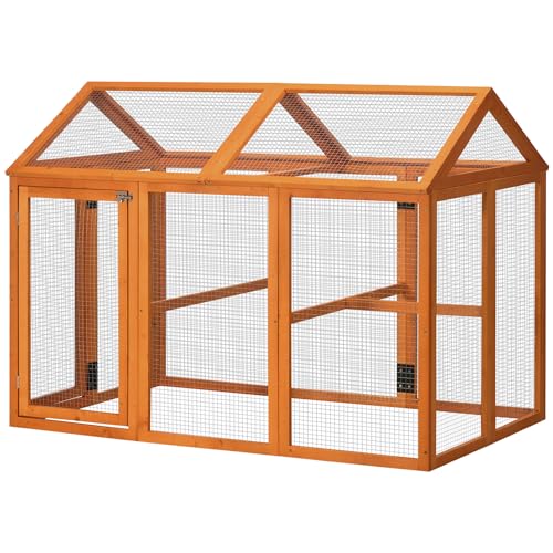 PawHut Freilaufgehege Hühnerstall aus Holz Hühnerstall Auslauf 140 x 88,5 x 106 cm - orange PawHut Freilaufgehege Hühnerstall aus Holz Hühnerstall Auslauf 140 x 88,5 x 106 cm - orange von PawHut