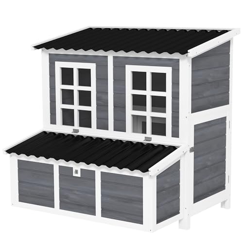 PawHut Hühnerstall aus Tannenholz, Hühnerhaus mit Nestkasten, Geflügelhaus für 4-6 Hühner, Wasserfestes Dach, 100 x 86 x 100 cm, Hellgrau PawHut Hühnerstall aus Tannenholz, Hühnerhaus mit Nestkasten, Geflügelhaus für 4-6 Hühner, Wasserfestes Dach, 100 x 86 x 100 cm, Hellgrau von PawHut
