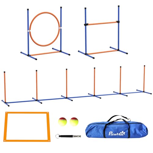 PawHut Hunde Agility Set, 4er-Set Hundetraining mit Höhenverstellbaren Agilityhürden, Flechtstangen, Pausenbox, Springring, Steckhürdenset inklusive Pfeife, Tragetasche PawHut Hunde Agility Set, 4er-Set Hundetraining mit Höhenverstellbaren Agilityhürden, Flechtstangen, Pausenbox, Springring, Steckhürdenset inklusive Pfeife, Tragetasche von PawHut