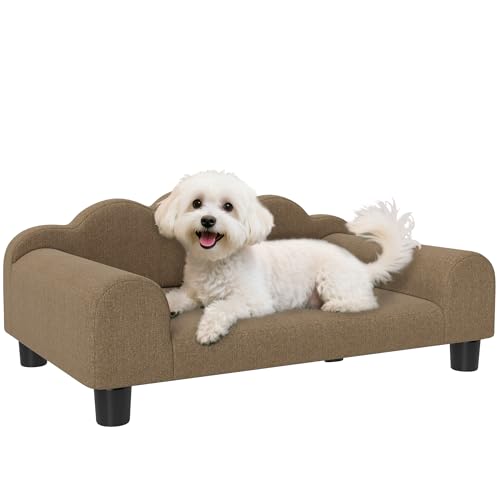 PawHut Hunde-Sofa-Bett, erhöhtes Katzensofa mit Rückenlehne und Armlehne, atmungsaktive Haustier-Lounge für kleine Hunde im Innenbereich, braun PawHut Hunde-Sofa-Bett, erhöhtes Katzensofa mit Rückenlehne und Armlehne, atmungsaktive Haustier-Lounge für kleine Hunde im Innenbereich, braun von PawHut