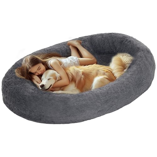 PawHut Hundebett 175 cm Flauschig Hundebett für Menschen Waschbar Hundekissen Orthopädisch Haustierbett mit Haltegriff, Plüsch, Dunkelgrau PawHut Hundebett 175 cm Flauschig Hundebett für Menschen Waschbar Hundekissen Orthopädisch Haustierbett mit Haltegriff, Plüsch, Dunkelgrau von PawHut