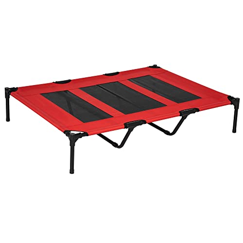 PawHut Hundeliege Outdoor, Erhöhtes Hundebett für Groß Hunde, Kühlende Haustierliege mit Waschbares Mesh robuster Metallrahmen, Haustierbett für Reisen Garten Outdoor, 122 x 92 x 23 cm, Rot PawHut Hundeliege Outdoor, Erhöhtes Hundebett für Groß Hunde, Kühlende Haustierliege mit Waschbares Mesh robuster Metallrahmen, Haustierbett für Reisen Garten Outdoor, 122 x 92 x 23 cm, Rot von PawHut