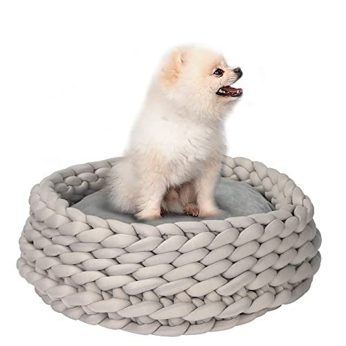 PawHut Hundebett für Hunde und Katzen, 50 cm Durchmesser, Strickoptik, Kissen abnehmbar und maschinenwaschbar – Beige PawHut Hundebett für Hunde und Katzen, 50 cm Durchmesser, Strickoptik, Kissen abnehmbar und maschinenwaschbar – Beige von PawHut