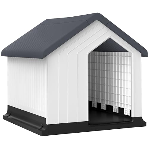 PawHut Hundehütte Outdoor Hundehaus mit Asphaltdach, Fenster, Wetterfest Kleintierhaus, Hundehöhle für Mini und kleine Hunde Grau 62 x 61 x 60 cm PawHut Hundehütte Outdoor Hundehaus mit Asphaltdach, Fenster, Wetterfest Kleintierhaus, Hundehöhle für Mini und kleine Hunde Grau 62 x 61 x 60 cm von PawHut