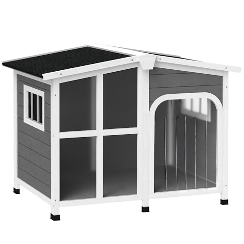 PawHut Hundehütte aus Holz, Hundehütte mit abnehmbarem Boden, anthrazit PawHut Hundehütte aus Holz, Hundehütte mit abnehmbarem Boden, anthrazit von PawHut