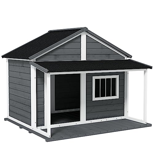 PawHut Hundehütte aus Massivholz Kleintierhaus isoliertes Hundehaus mit Terrasse Asphaltdach Outdoor wetterfeste Hütte für draußen Grau 127 x 112 x 109 cm PawHut Hundehütte aus Massivholz Kleintierhaus isoliertes Hundehaus mit Terrasse Asphaltdach Outdoor wetterfeste Hütte für draußen Grau 127 x 112 x 109 cm von PawHut