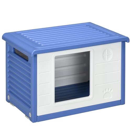 PawHut Hundehütte für den Außenbereich, aus Kunststoff, Haus für Hunde, mit Belüftungsöffnungen, wasserbeständig, Maße: 60 x 42 x 40 cm, Blau und Weiß PawHut Hundehütte für den Außenbereich, aus Kunststoff, Haus für Hunde, mit Belüftungsöffnungen, wasserbeständig, Maße: 60 x 42 x 40 cm, Blau und Weiß von PawHut