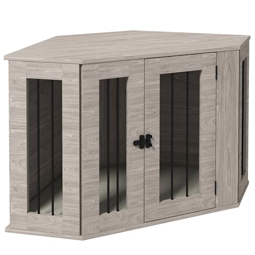 PawHut Hundekäfig, Eckige Hundehütte Hundebox mit Kissen, Hundehaus mit Türriegel, Haustierkäfig für mittelgroße Hunde, Walnuss, 104 x 55 x 63 cm PawHut Hundekäfig, Eckige Hundehütte Hundebox mit Kissen, Hundehaus mit Türriegel, Haustierkäfig für mittelgroße Hunde, Walnuss, 104 x 55 x 63 cm von PawHut