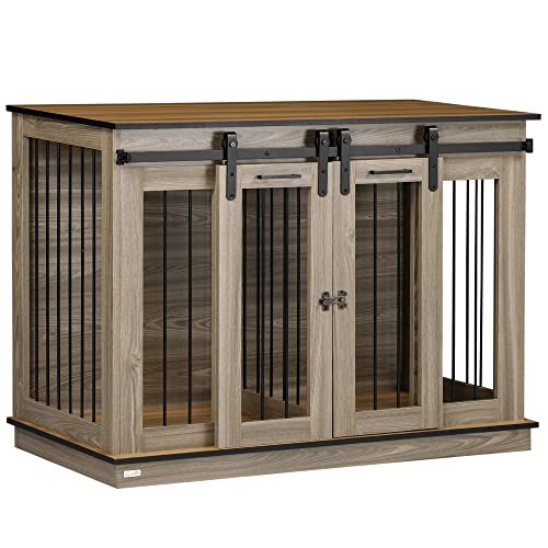 PawHut Hundekäfig, Hundehütte mit Zweiraum-Option, Haustierkäfig mit Doppeltüren, Hundebox, Hundehaus für Mittelegroße Hunde, 120 x 60 x 88,5 cm, Eiche PawHut Hundekäfig, Hundehütte mit Zweiraum-Option, Haustierkäfig mit Doppeltüren, Hundebox, Hundehaus für Mittelegroße Hunde, 120 x 60 x 88,5 cm, Eiche von PawHut