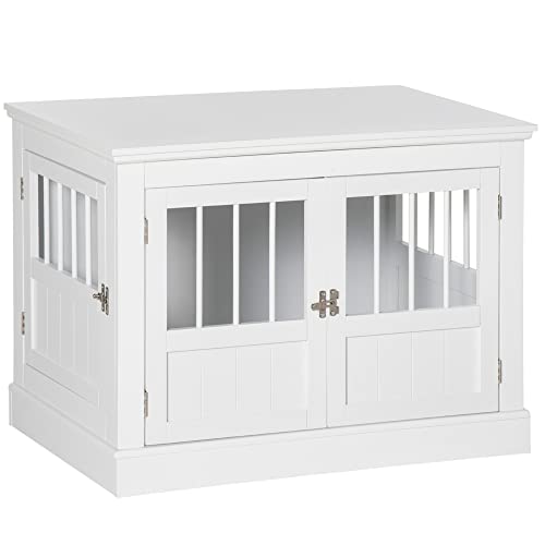 PawHut Hundekäfig, Möbel mit 3 Türen Hundehütte Hundebox für Zuhause Indoor, für kleine Hunde bis zu 10 kg, Beistelltisch Hundehaus 78 x 53 x 59,3 cm, Weiß PawHut Hundekäfig, Möbel mit 3 Türen Hundehütte Hundebox für Zuhause Indoor, für kleine Hunde bis zu 10 kg, Beistelltisch Hundehaus 78 x 53 x 59,3 cm, Weiß von PawHut