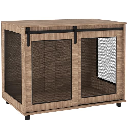 PawHut Hundekäfig Möbel, Hundebox mit 2 verschließbaren Türen, Beistelltisch für Zuhause, Hundehaus für große Hunde unter 30 kg, Stahl, 98 x 60 x 78 cm, Nussbaum PawHut Hundekäfig Möbel, Hundebox mit 2 verschließbaren Türen, Beistelltisch für Zuhause, Hundehaus für große Hunde unter 30 kg, Stahl, 98 x 60 x 78 cm, Nussbaum von PawHut