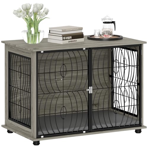 PawHut Hundekäfig für Zuhause, Haustierkäfig, Indoor Hundehütte mit Fenster, Hundebox mit Kissen, Hundehaus für große Hunde, 100 x 60 x 73,5 cm, Grau PawHut Hundekäfig für Zuhause, Haustierkäfig, Indoor Hundehütte mit Fenster, Hundebox mit Kissen, Hundehaus für große Hunde, 100 x 60 x 73,5 cm, Grau von PawHut