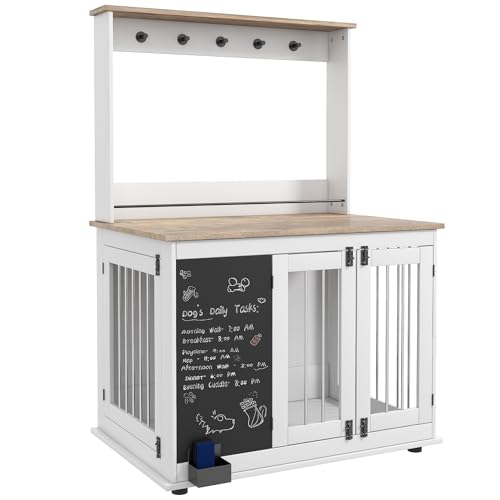 PawHut Hundekäfig für Zuhause, Hundebox mit 3 Türen, Haken, Hundehaus mit Radiergummi, Schreibtafel, Aufbewahrungsregal für Spielzeug, für große Hunde, Weiß PawHut Hundekäfig für Zuhause, Hundebox mit 3 Türen, Haken, Hundehaus mit Radiergummi, Schreibtafel, Aufbewahrungsregal für Spielzeug, für große Hunde, Weiß von PawHut