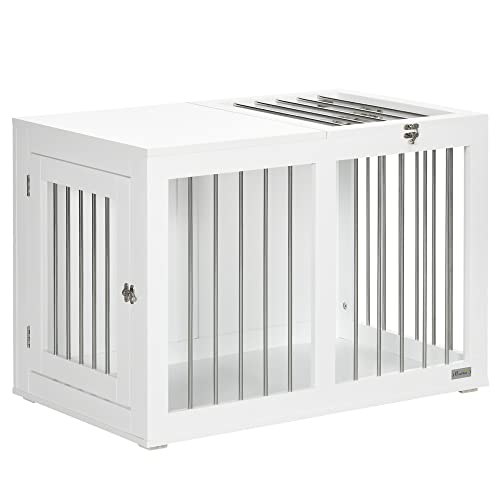 PawHut Hundekäfig für Zuhause, Hundehütte, Haustierkäfig für mittelgroße Hunde, Hundebox mit Türen, Hundehaus, Transportkäfig, Weiß, 80 x 50 x 56,5 cm PawHut Hundekäfig für Zuhause, Hundehütte, Haustierkäfig für mittelgroße Hunde, Hundebox mit Türen, Hundehaus, Transportkäfig, Weiß, 80 x 50 x 56,5 cm von PawHut