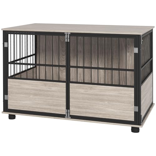 PawHut Hundekäfig für Zuhause, Hundehütte, rutschfest Haustierkäfig, Hundebox mit Türen, Hundehaus für bis große Hunde, Walnuss, 100 x 60 x 68 cm PawHut Hundekäfig für Zuhause, Hundehütte, rutschfest Haustierkäfig, Hundebox mit Türen, Hundehaus für bis große Hunde, Walnuss, 100 x 60 x 68 cm von PawHut