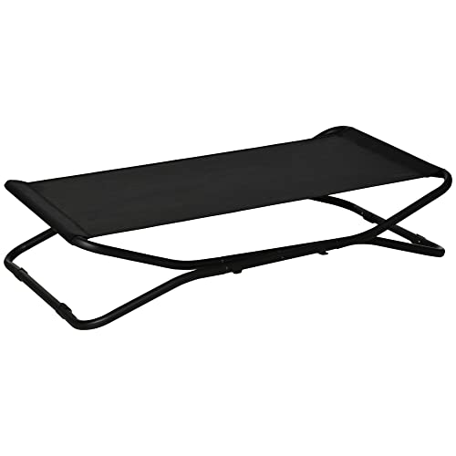 PawHut Hundeliege Outdoor, Erhöhtes Hundebett für kleine und mittelgroße Hunde, Kühlende Haustierliege mit robuster Stahlrahmen,Tragbares Stehendes Haustierbett, 111 x 65,5 x 19 cm, Schwarz von PawHut
