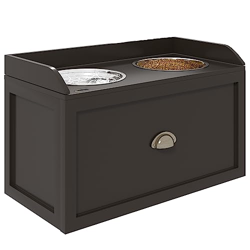 PawHut Hundenapf, 2 x 2L Futternapf, erhöhter Fressnapf mit Schublade, Edelstahlnapf, Futterstation für große Hunde, Kaffee PawHut Hundenapf, 2 x 2L Futternapf, erhöhter Fressnapf mit Schublade, Edelstahlnapf, Futterstation für große Hunde, Kaffee von PawHut