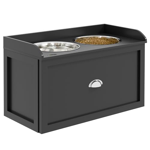PawHut Hundenapf, erhöhte Futterstation mit 2 x 2L Edelstahlschalen, Futternapf mit Schublade, für große Hunde mit Einer Schulterhöhe von 50-60 cm, Schwarz PawHut Hundenapf, erhöhte Futterstation mit 2 x 2L Edelstahlschalen, Futternapf mit Schublade, für große Hunde mit Einer Schulterhöhe von 50-60 cm, Schwarz von PawHut