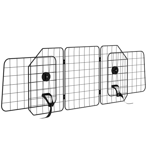PawHut Hundegitter Auto Universal Kofferraumgitter Verstellbare Breite Hundeschutzgitter Auto Barriere Trenngitter für Hunde aus Stahl Schwarz 93-150 x 42 cm von PawHut
