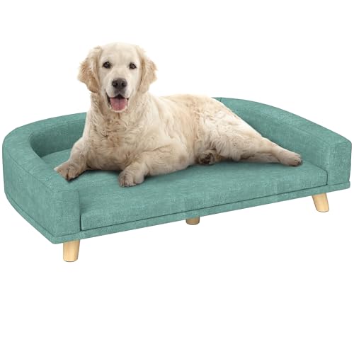 PawHut Hundesofa, Hundebett, Hundesessel mit Erhöhtem Design, Hundecouch mit Holzbeine, Haustiersofa mit Kissen, Katzensofa für große Hunde, 98 x 67 x 25 cm, Grün PawHut Hundesofa, Hundebett, Hundesessel mit Erhöhtem Design, Hundecouch mit Holzbeine, Haustiersofa mit Kissen, Katzensofa für große Hunde, 98 x 67 x 25 cm, Grün von PawHut