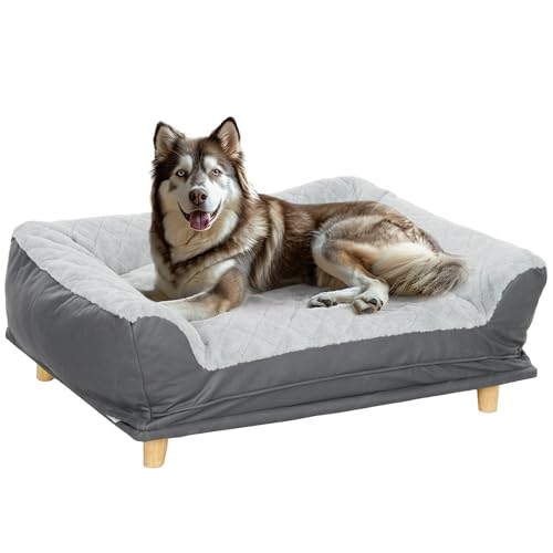 PawHut Hundesofa, Hundesessel, abnehmbares Oberteil, Abnehmbarer und waschbarer Bezug, Füße aus Kiefernholz mit rutschfesten Pads, 100 x 70 x 30 cm, grau PawHut Hundesofa, Hundesessel, abnehmbares Oberteil, Abnehmbarer und waschbarer Bezug, Füße aus Kiefernholz mit rutschfesten Pads, 100 x 70 x 30 cm, grau von PawHut