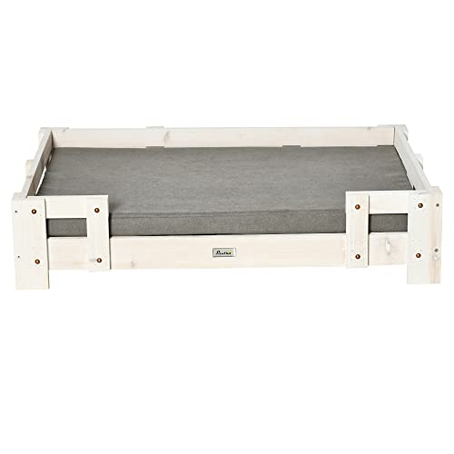 PawHut Hundesofa Erhöhtes Haustiersofa mit Kissen Katzensofa Hundecouch Hundebett Haustierbett Hundeschlafplatz für mittelgroße Hunde waschbarer Bezug Weiß+Grau 90 x 60 x 20 cm PawHut Hundesofa Erhöhtes Haustiersofa mit Kissen Katzensofa Hundecouch Hundebett Haustierbett Hundeschlafplatz für mittelgroße Hunde waschbarer Bezug Weiß+Grau 90 x 60 x 20 cm von PawHut