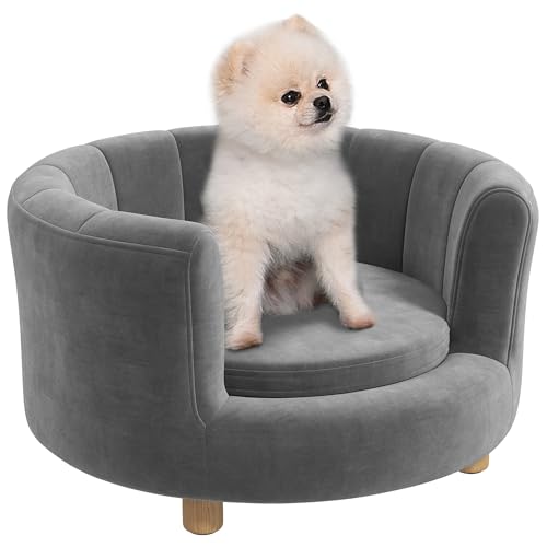 PawHut Hundesofa Hundecouch, Waschbarer Bezug, Haustiersofa mit Rückenlehne und Holzbeine, Katzensofa, für kleine Hunde unter 4,5 kg, Grau PawHut Hundesofa Hundecouch, Waschbarer Bezug, Haustiersofa mit Rückenlehne und Holzbeine, Katzensofa, für kleine Hunde unter 4,5 kg, Grau von PawHut