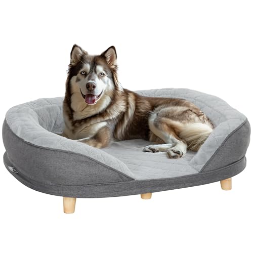 PawHut Hundesofa Hundecouch, Waschbarer Bezug, Haustiersofa mit Rückenlehne und Holzbeine, Katzensofa, Hundbett für mittelgroße Hunde unter 25 kg, 90cm x 78cm x 25cm, Grau PawHut Hundesofa Hundecouch, Waschbarer Bezug, Haustiersofa mit Rückenlehne und Holzbeine, Katzensofa, Hundbett für mittelgroße Hunde unter 25 kg, 90cm x 78cm x 25cm, Grau von PawHut