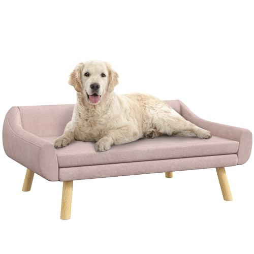 PawHut Hundesofa Katzensofa mit Rückenlehne, Hundecouch mit Holzbeine, Haustiersofa mit Kissen, Hundebett für mittelgroße und große Hunde, Samt, Rosa, 102 x 58,5 x 42,5 cm PawHut Hundesofa Katzensofa mit Rückenlehne, Hundecouch mit Holzbeine, Haustiersofa mit Kissen, Hundebett für mittelgroße und große Hunde, Samt, Rosa, 102 x 58,5 x 42,5 cm von PawHut