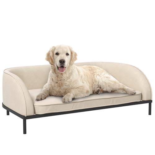 PawHut Hundesofa erhöhtes Hundebett 101,5 x 62 x 34,5 cm, Kissen mit abnehmbarem Bezug, Füße aus Stahl, Oberfläche aus Velours, cremeweiß, schwarz PawHut Hundesofa erhöhtes Hundebett 101,5 x 62 x 34,5 cm, Kissen mit abnehmbarem Bezug, Füße aus Stahl, Oberfläche aus Velours, cremeweiß, schwarz von PawHut