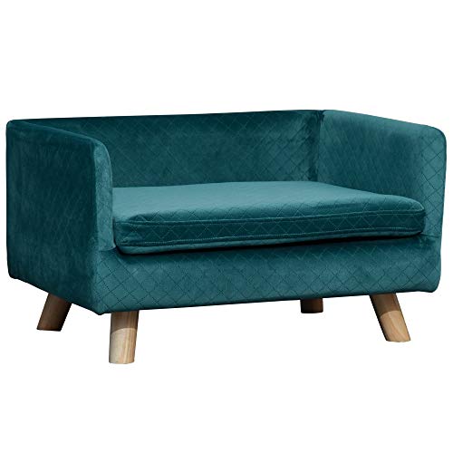 PawHut Hundesofa für Hunde, skandinavisches Design, weiches Kissen, Füße aus Massivholz, Maße: 64 x 45 x 36 cm, Velours, Entenblau PawHut Hundesofa für Hunde, skandinavisches Design, weiches Kissen, Füße aus Massivholz, Maße: 64 x 45 x 36 cm, Velours, Entenblau von PawHut