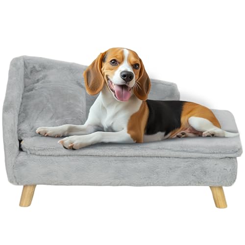 PawHut Hundesofa für mittelgroße Hunde, Hundebett mit abnehmbarem und waschbarem Kissen, Haustiersofa mit Holzbeine, mit Erhöhtem Design, 15 kg, Hellgrau PawHut Hundesofa für mittelgroße Hunde, Hundebett mit abnehmbarem und waschbarem Kissen, Haustiersofa mit Holzbeine, mit Erhöhtem Design, 15 kg, Hellgrau von PawHut
