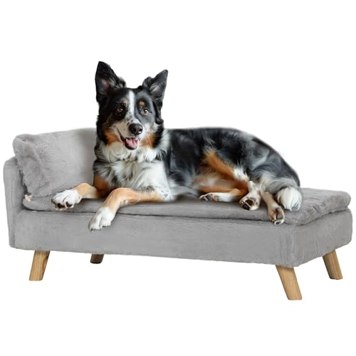 PawHut Hundesofa für mittelgroße Hunde, Hundebett mit abnehmbarem und waschbarem Kissen, Haustiersofa mit Holzbeine, mit Erhöhtem Design, 20 kg, Hellgrau PawHut Hundesofa für mittelgroße Hunde, Hundebett mit abnehmbarem und waschbarem Kissen, Haustiersofa mit Holzbeine, mit Erhöhtem Design, 20 kg, Hellgrau von PawHut