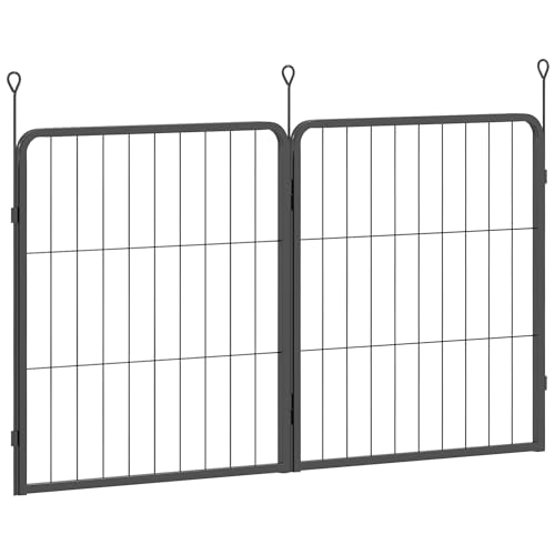 PawHut Hundestall, 2 Platten Welpenstall, tragbar, abnehmbar, für kleine Hunde, 60cm hoch, schwarz von PawHut