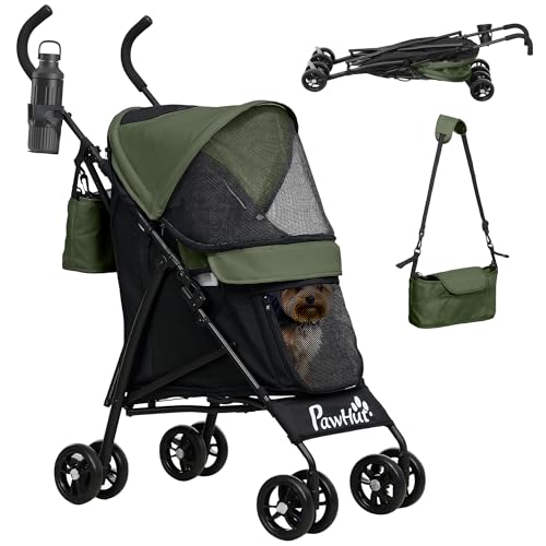 PawHut Hundewagen Hundebuggy klappbar für Hunde & Katzen Katzenbuggy mit Netzfenstern, Schultergurt, Aufbewahrungstasche, Becherhalter Regenschirm Katzenwagen Dunkelgrün PawHut Hundewagen Hundebuggy klappbar für Hunde & Katzen Katzenbuggy mit Netzfenstern, Schultergurt, Aufbewahrungstasche, Becherhalter Regenschirm Katzenwagen Dunkelgrün von PawHut