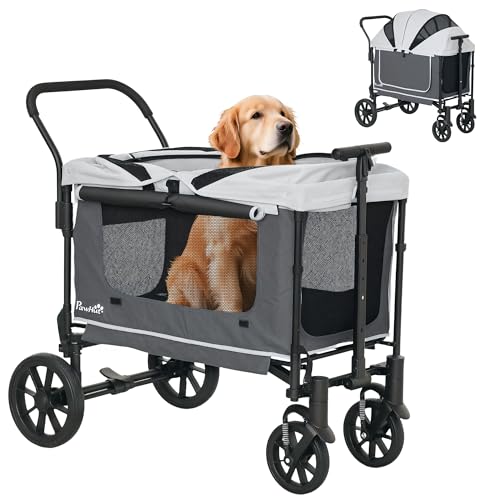 PawHut 2 in 1 Hundewagen Hundebuggy klappbar für Hunde & Katzen bis 30 kg Bollerwagen mit Kissen Netzfenstern 2 Türen Aufbewahrungstasche Katzenwagen Buggy Dunkelgrau PawHut 2 in 1 Hundewagen Hundebuggy klappbar für Hunde & Katzen bis 30 kg Bollerwagen mit Kissen Netzfenstern 2 Türen Aufbewahrungstasche Katzenwagen Buggy Dunkelgrau von PawHut