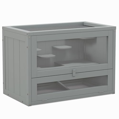 PawHut Käfig für Hamster Maus Kleinnager Multi Equipment Rampe Plattformen Schiebedach Gittertür grau PawHut Käfig für Hamster Maus Kleinnager Multi Equipment Rampe Plattformen Schiebedach Gittertür grau von PawHut
