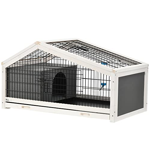 PawHut Kaninchenstall – Kaninchenstall – Käfig für den Innenbereich, Hundehütte, Tür und Dach zum Aufklappen, abschließbar, Tränke – Stahl, schwarz, Tanne, grau/weiß PawHut Kaninchenstall – Kaninchenstall – Käfig für den Innenbereich, Hundehütte, Tür und Dach zum Aufklappen, abschließbar, Tränke – Stahl, schwarz, Tanne, grau/weiß von PawHut