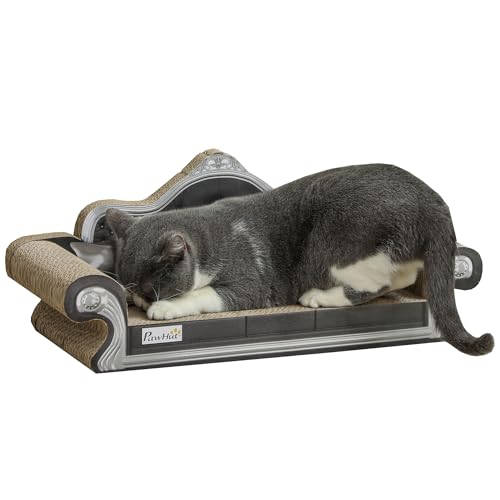 PawHut Karton Katzenkratzbaum 2 in 1 Katzenkratzbaum Katzenkratzbaum Katzensofa mit Katzenminze 56,5x24x26 cm Braun von PawHut