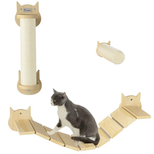 PawHut Katzen Kletterwand Set, 3-teilig Katzenmöbel mit Kratzbaum, Trittplatte, Leiter, Wandkratzbaum für Katzen bis 5 kg, aus Kiefernholz, Naturholz PawHut Katzen Kletterwand Set, 3-teilig Katzenmöbel mit Kratzbaum, Trittplatte, Leiter, Wandkratzbaum für Katzen bis 5 kg, aus Kiefernholz, Naturholz von PawHut