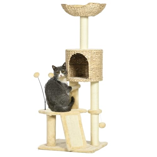 PawHut Katzen Kratzbaum 116 cm Katzenbaum mit Katzenhöhle, Katzenbett, Indoor Kletterturm mit Spielball, Kratzbrett, Plüsch Kratzmöbel für Katzen bis 5 kg, Beige PawHut Katzen Kratzbaum 116 cm Katzenbaum mit Katzenhöhle, Katzenbett, Indoor Kletterturm mit Spielball, Kratzbrett, Plüsch Kratzmöbel für Katzen bis 5 kg, Beige von PawHut