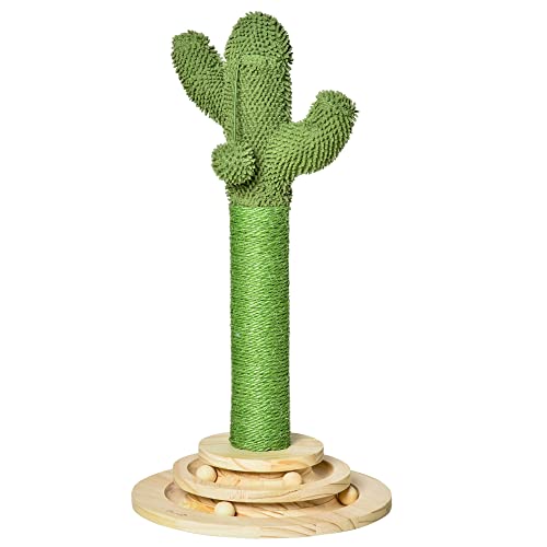 PawHut Katzen Kratzbaum Kaktus Katzenbaum Kiefernholz Sisal Seil Kratzstamm mit Holzkugel-Katzenspielzeug für Katzen 60 cm Hoch Grün+Natur PawHut Katzen Kratzbaum Kaktus Katzenbaum Kiefernholz Sisal Seil Kratzstamm mit Holzkugel-Katzenspielzeug für Katzen 60 cm Hoch Grün+Natur von PawHut