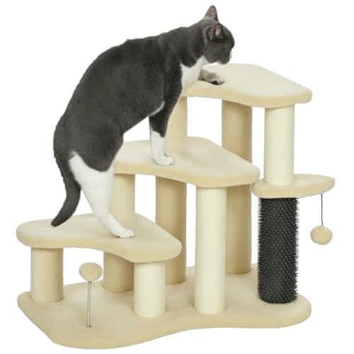 PawHut Katzenbaum, 2-in-1 Haustiertreppe mit Kratzbaum, Beige PawHut Katzenbaum, 2-in-1 Haustiertreppe mit Kratzbaum, Beige von PawHut