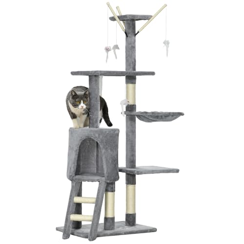 PawHut Katzenbaum 134,2 cm Hoch Kratzbaum Katzenkratzbaum Kletterbaum Katze Treppe 4 Spielzeug Grau+Weiß PawHut Katzenbaum 134,2 cm Hoch Kratzbaum Katzenkratzbaum Kletterbaum Katze Treppe 4 Spielzeug Grau+Weiß von PawHut