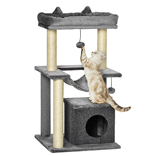 PawHut Katzenbaum 90 cm Kratzbaum mit Hängematte Spielbaum Katzenhöhle Plattformen Kletterbaum Katzenkratzbaum Aktivitätskratzbäum Plüsch Sisal Grau PawHut Katzenbaum 90 cm Kratzbaum mit Hängematte Spielbaum Katzenhöhle Plattformen Kletterbaum Katzenkratzbaum Aktivitätskratzbäum Plüsch Sisal Grau von PawHut