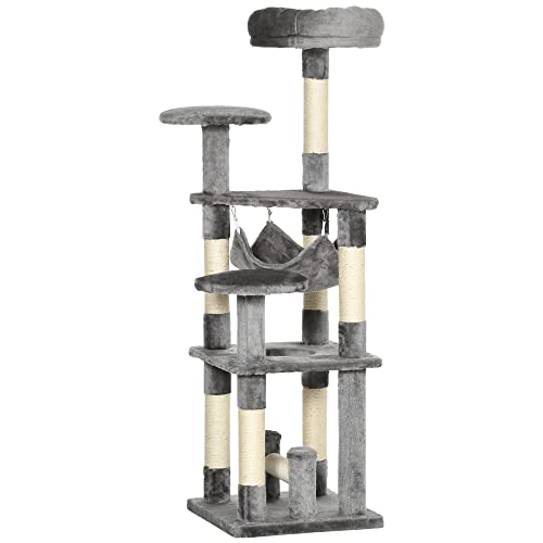 PawHut Katzenbaum Katzenkratzbaum Katzenspielturm Katzen Kletterbaum Kratzbaum Hängematte Grau L40 x B40 x H132 cm PawHut Katzenbaum Katzenkratzbaum Katzenspielturm Katzen Kletterbaum Kratzbaum Hängematte Grau L40 x B40 x H132 cm von PawHut