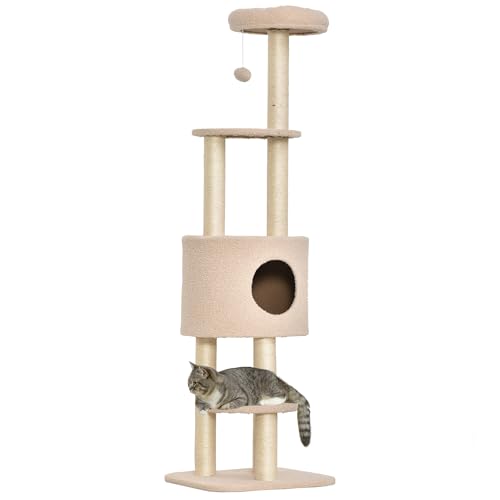 PawHut Katzenbaum mit Kratzbaum Hundehütte Pfosten Hochwertiger Plüsch 45L x 40L x 148H cm Beige PawHut Katzenbaum mit Kratzbaum Hundehütte Pfosten Hochwertiger Plüsch 45L x 40L x 148H cm Beige von PawHut